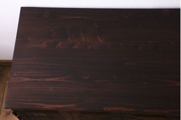 アンティーク家具　和製アンティーク　ヒノキ材天板　観音開き　和モダンな雰囲気が漂う脚付き箪笥ローチェスト(引き出し、テレビボード)(2)