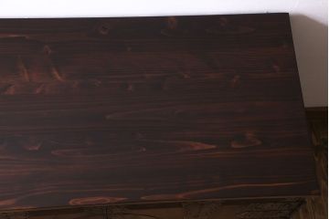 アンティーク家具　和製アンティーク　ヒノキ材天板　観音開き　和モダンな雰囲気が漂う脚付き箪笥ローチェスト(引き出し、テレビボード)(2)