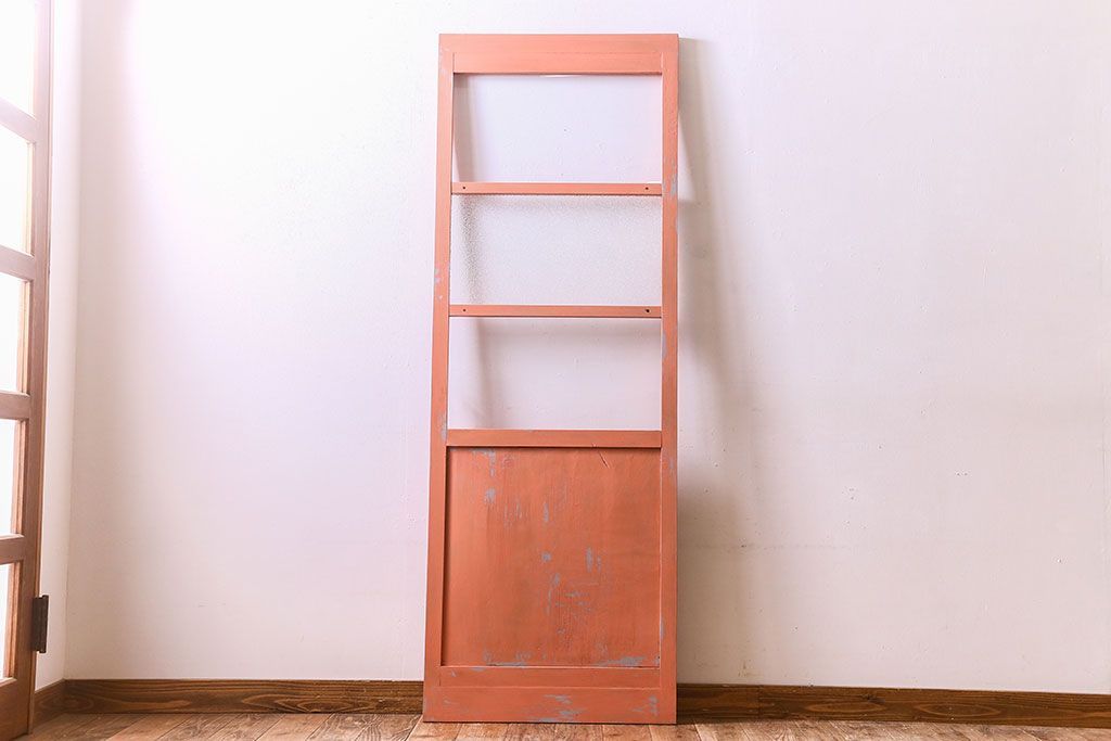 ペイント家具　ダイヤガラス入り!可愛らしい色合いが素敵なペイントドア(扉)