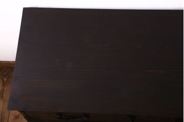 アンティーク家具　明治期　金具が立派な堂々とした箪笥ローチェスト(引き出し、テレビボード)