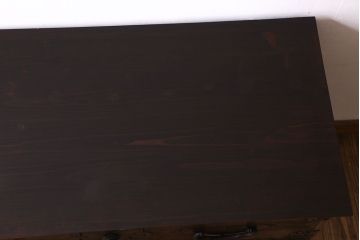 アンティーク家具　明治期　金具が立派な堂々とした箪笥ローチェスト(引き出し、テレビボード)