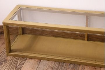 ペイント家具　大正〜昭和期　横長　シンプルなデザインが魅力的なガラスケース(ショーケース、飾り棚、陳列棚)
