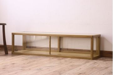 ペイント家具 大正〜昭和期 横長 シンプルなデザインが魅力的なガラスケース(ショーケース、飾り棚、陳列棚)