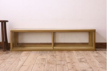 ペイント家具 大正〜昭和期 横長 シンプルなデザインが魅力的なガラスケース(ショーケース、飾り棚、陳列棚)