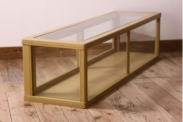 ペイント家具 大正〜昭和期 横長 シンプルなデザインが魅力的なガラスケース(ショーケース、飾り棚、陳列棚)