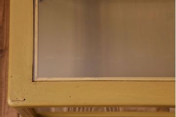 ペイント家具 大正〜昭和期 横長 シンプルなデザインが魅力的なガラスケース(ショーケース、飾り棚、陳列棚)