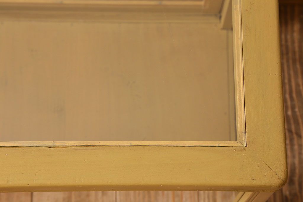 ペイント家具 大正〜昭和期 横長 シンプルなデザインが魅力的なガラスケース(ショーケース、飾り棚、陳列棚)