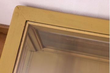 ペイント家具 大正〜昭和期 横長 シンプルなデザインが魅力的なガラスケース(ショーケース、飾り棚、陳列棚)