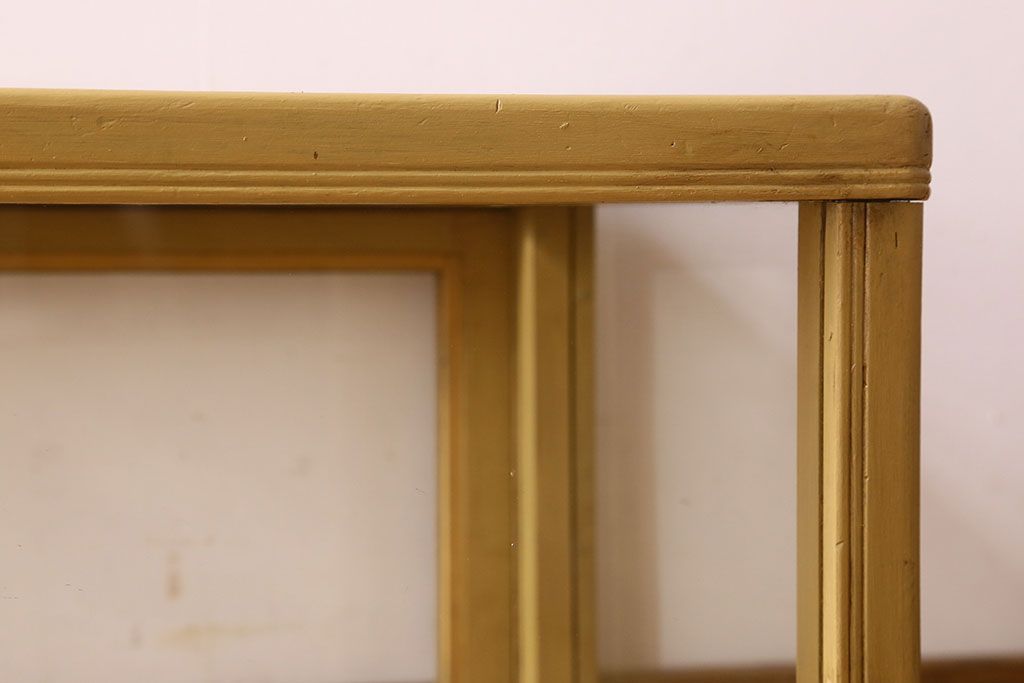 ペイント家具 大正〜昭和期 横長 シンプルなデザインが魅力的なガラスケース(ショーケース、飾り棚、陳列棚)