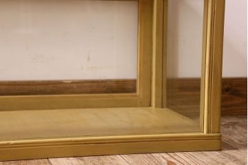 ペイント家具 大正〜昭和期 横長 シンプルなデザインが魅力的なガラスケース(ショーケース、飾り棚、陳列棚)