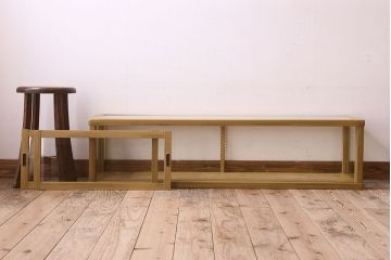 ペイント家具 大正〜昭和期 横長 シンプルなデザインが魅力的なガラスケース(ショーケース、飾り棚、陳列棚)