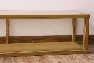 ペイント家具 大正〜昭和期 横長 シンプルなデザインが魅力的なガラスケース(ショーケース、飾り棚、陳列棚)