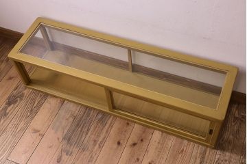 ペイント家具 大正〜昭和期 横長 シンプルなデザインが魅力的なガラスケース(ショーケース、飾り棚、陳列棚)
