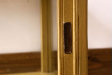 ペイント家具 大正〜昭和期 横長 シンプルなデザインが魅力的なガラスケース(ショーケース、飾り棚、陳列棚)