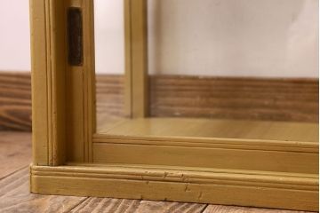 ペイント家具 大正〜昭和期 横長 シンプルなデザインが魅力的なガラスケース(ショーケース、飾り棚、陳列棚)