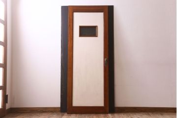 【O様ご成約分】ペイント家具　昭和期　ダイヤガラス入り　シャビーな雰囲気漂う木製ドア(扉)