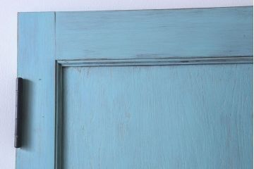 ペイント家具　昭和期　モールガラス入り　シャビーな雰囲気漂う木製ドア(扉)