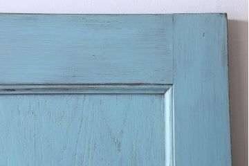 ペイント家具　昭和期　モールガラス入り　シャビーな雰囲気漂う木製ドア(扉)