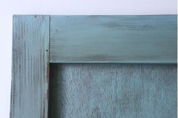 ペイント家具　昭和期　モールガラス入り　シャビーな雰囲気漂う木製ドア(扉)