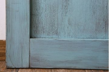 ペイント家具　昭和期　モールガラス入り　シャビーな雰囲気漂う木製ドア(扉)