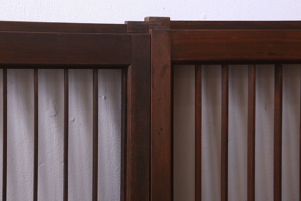 和製アンティーク　クリアガラス　組子のデザインが目を引く　大正昭和期の書院戸(明り取り、明かり取り、組子)4枚セット