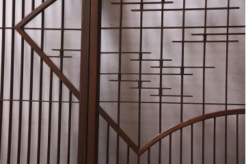 和製アンティーク　クリアガラス　組子のデザインが目を引く　大正昭和期の書院戸(明り取り、明かり取り、組子)4枚セット