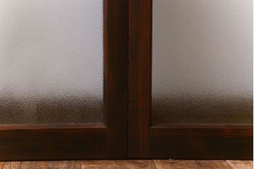 大正〜昭和期　結霜ガラス・色ガラス入り!モダンな雰囲気が魅力的なガラス戸(引き戸、窓)