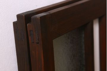 大正〜昭和期　結霜ガラス・色ガラス入り!モダンな雰囲気が魅力的なガラス戸(引き戸、窓)