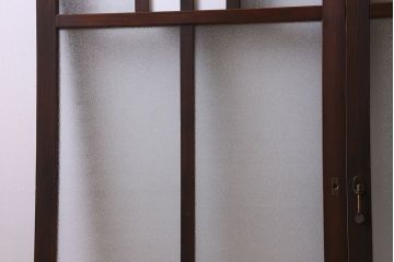 大正〜昭和期　結霜ガラス・色ガラス入り!モダンな雰囲気が魅力的なガラス戸(引き戸、窓)