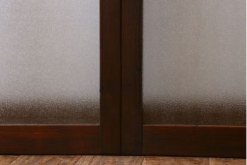 大正〜昭和期　結霜ガラス・色ガラス入り!モダンな雰囲気が魅力的なガラス戸(引き戸、窓)