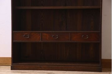 レトロ家具　昭和レトロ　美しいダイヤガラス入り!薄型収納棚(戸棚、食器棚)