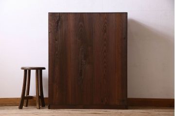 レトロ家具　昭和レトロ　美しいダイヤガラス入り!薄型収納棚(戸棚、食器棚)