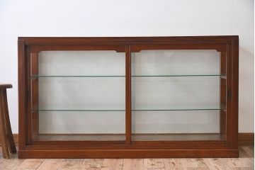 レトロ家具　和製アンティーク　レトロな雰囲気が魅力的な商店のガラスケース(ショーケース、飾り棚、陳列棚)