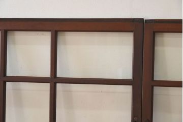 和製アンティーク　小振りなサイズが可愛らしい　レトロなガラス戸(窓)4枚セット
