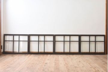 和製アンティーク　小振りなサイズが可愛らしい　レトロなガラス戸(窓)4枚セット