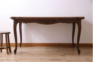 ヴィンテージ家具　フランスビンテージ　オーク材　上品なエクステンションテーブル(ダイニングテーブル、リビングテーブル)
