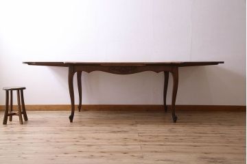 ヴィンテージ家具　フランスビンテージ　オーク材　上品なエクステンションテーブル(ダイニングテーブル、リビングテーブル)