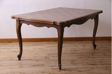 ヴィンテージ家具　フランスビンテージ　オーク材　上品なエクステンションテーブル(ダイニングテーブル、リビングテーブル)