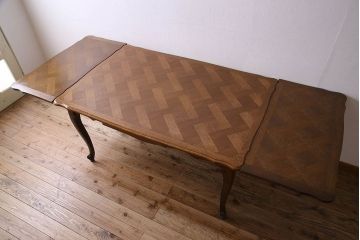 ヴィンテージ家具　フランスビンテージ　オーク材　上品なエクステンションテーブル(ダイニングテーブル、リビングテーブル)