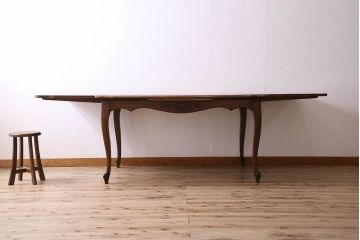 ヴィンテージ家具　フランスビンテージ　オーク材　上品なエクステンションテーブル(ダイニングテーブル、リビングテーブル)