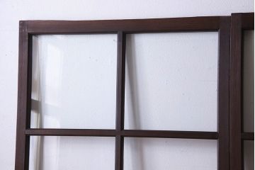 和製アンティーク　和モダンなガラス戸(引き戸、格子戸)4枚セット