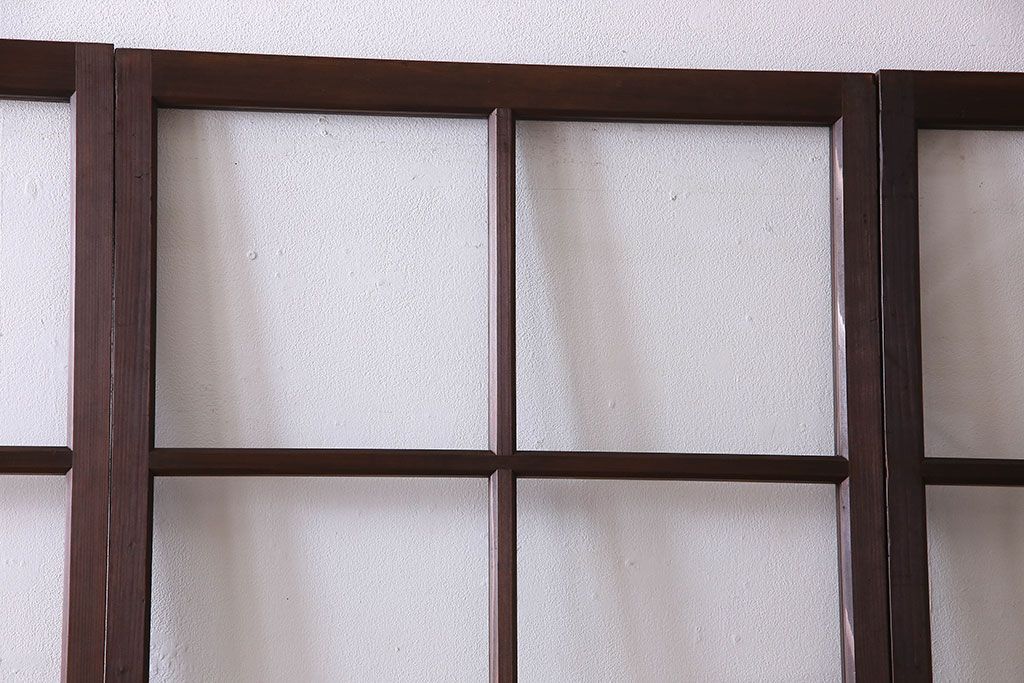 和製アンティーク　和モダンなガラス戸(引き戸、格子戸)4枚セット