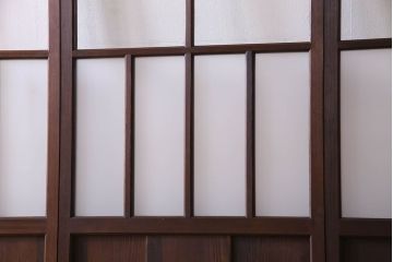 和製アンティーク　和モダンなガラス戸(引き戸、格子戸)4枚セット