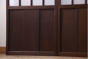 和製アンティーク　和モダンなガラス戸(引き戸、格子戸)4枚セット