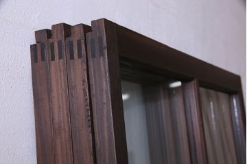 和製アンティーク　和モダンなガラス戸(引き戸、格子戸)4枚セット