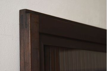 和製アンティーク　細かな格子が美しい　ガラス入り格子戸(引き戸、ガラス戸)(1)