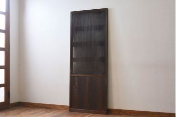 和製アンティーク　細かな格子が美しい　ガラス入り格子戸(引き戸、ガラス戸)(1)