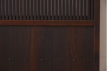 和製アンティーク　細かな格子が美しい　ガラス入り格子戸(引き戸、ガラス戸)(1)