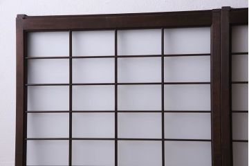 和製アンティーク　格子のデザインが素敵なデザインのガラス戸(ガラス帯戸、窓、引き戸)4枚セット
