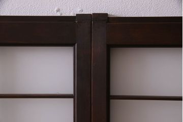 和製アンティーク　格子のデザインが素敵なデザインのガラス戸(ガラス帯戸、窓、引き戸)4枚セット